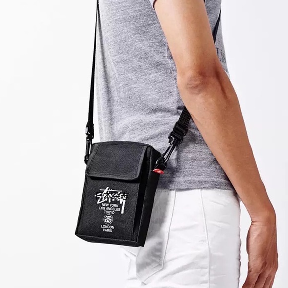 Womens crossbody small bag black print streetwear NY LA TOKYO Paris NWT - Picture 4 of 5